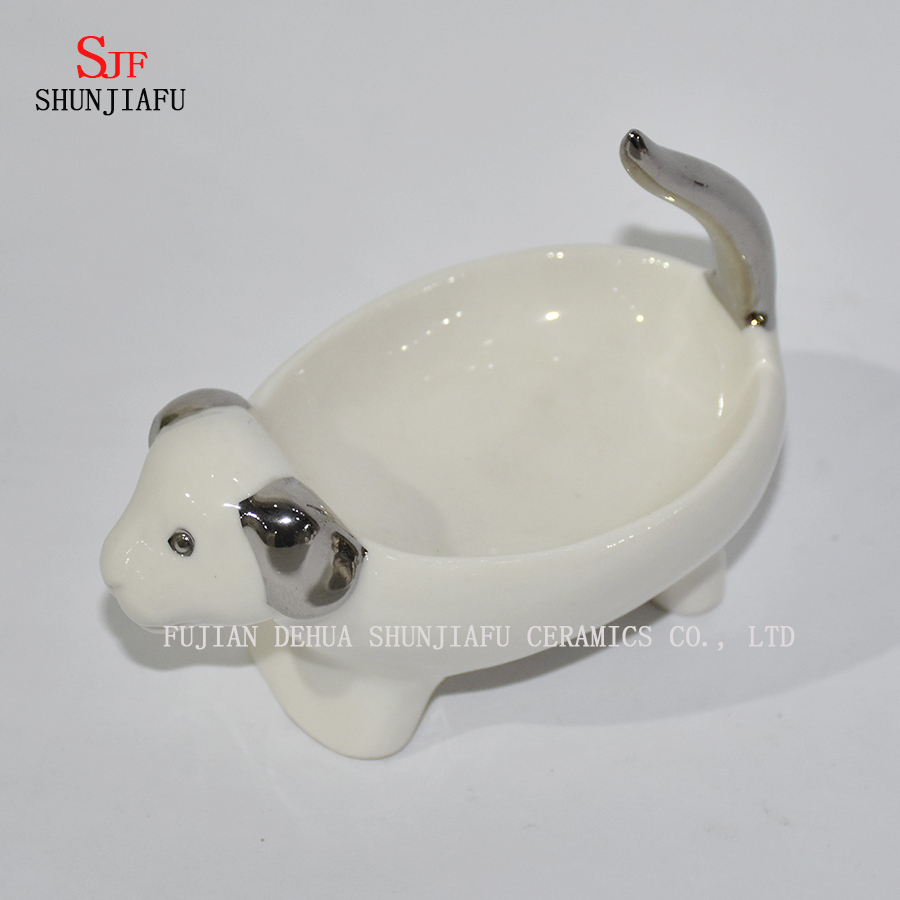 Forme animale de chien / porc, support en céramique de caisse de savon de salle de bains à la maison