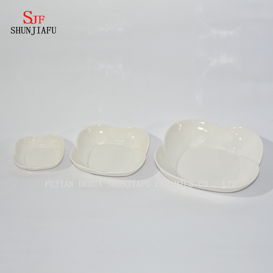 Assiette de service de vaisselle en porcelaine blanche assiette à trempette peinte pour apéritif, dessert, salade, collation, Sushi, fruits, pain - lot de 4