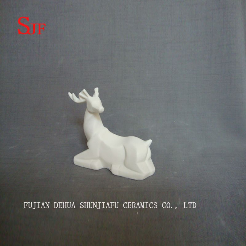 Décoration en céramique blanche animaux Figurine petits cerfs Milu sculptures en porcelaine rennes artisanat noël