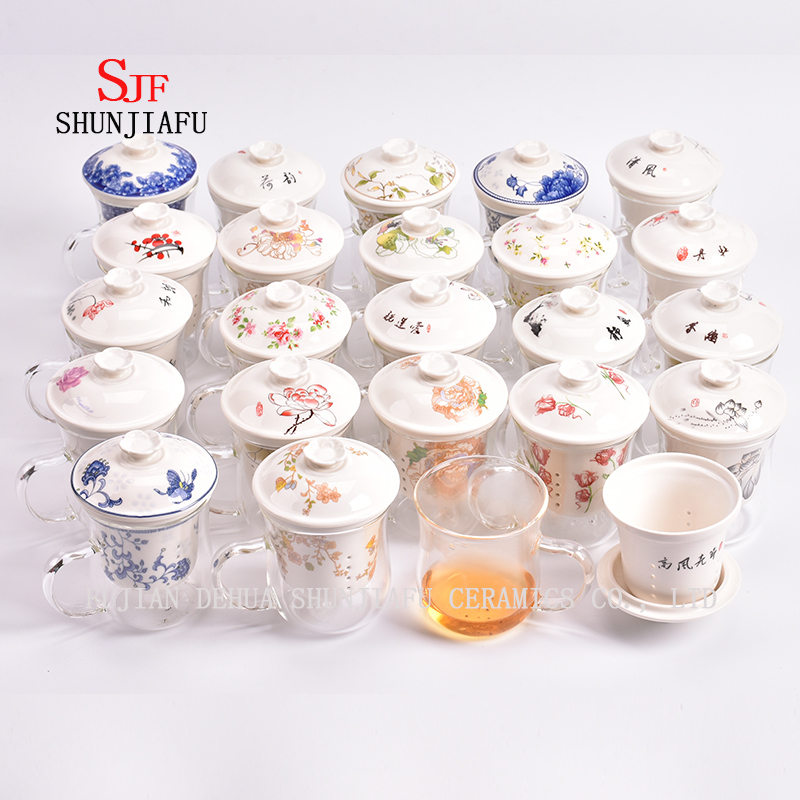 Plus de style et de couleurs Tasse de thé de fleur de ménage de bureau en céramique, 400 ml