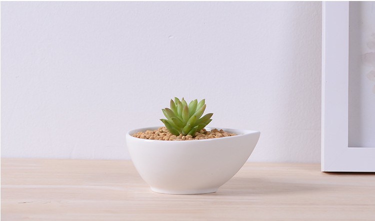 Articles d'ameublement de bureau mini pot de fleur blanc en céramique