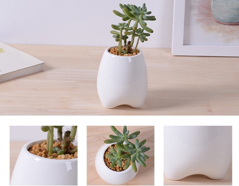 Pot de fleur en céramique de mode de personnalité créative ivoire