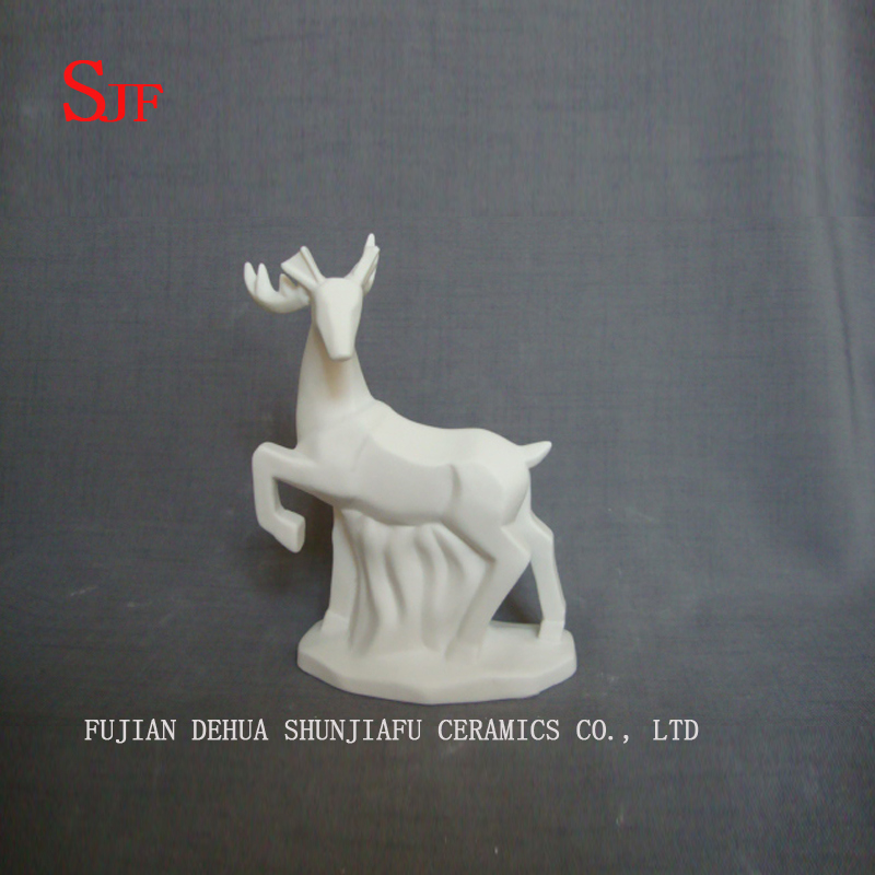 Décoration en céramique blanche animaux Figurine petits cerfs Milu sculptures en porcelaine rennes artisanat noël