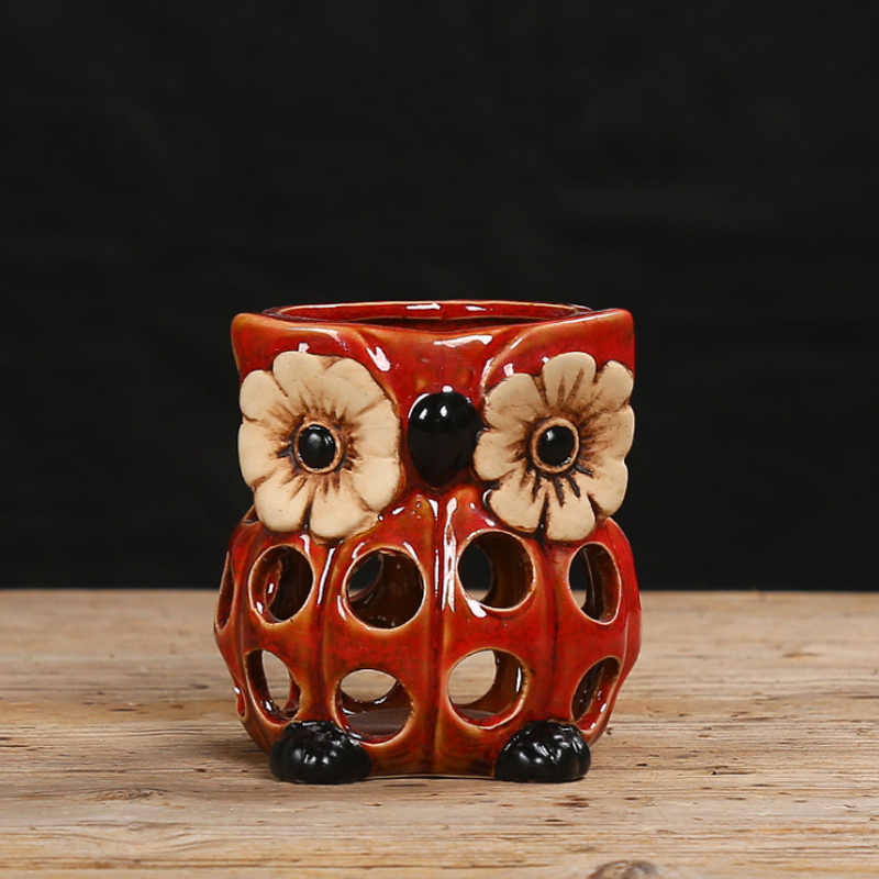 Ceramic owl candle holder Bougeoir / bougeoirs creux en céramique hibou