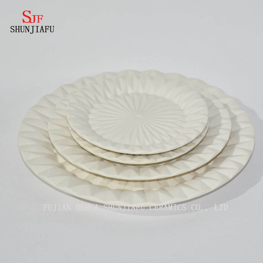 Assiette de service de vaisselle en porcelaine blanche assiette à trempette peinte pour apéritif, dessert, salade, collation, Sushi, fruits, pain - lot de 4
