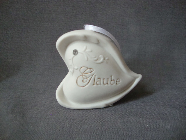 Décorations pour la maison en porcelaine en forme de coeur avec cristal artificiel, blanc