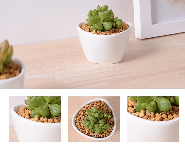 Mini pot blanc triangulaire en céramique de bureau créatif