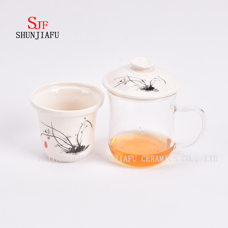 Plus de style et de couleurs Tasse de thé de fleur de ménage de bureau en céramique, 400 ml