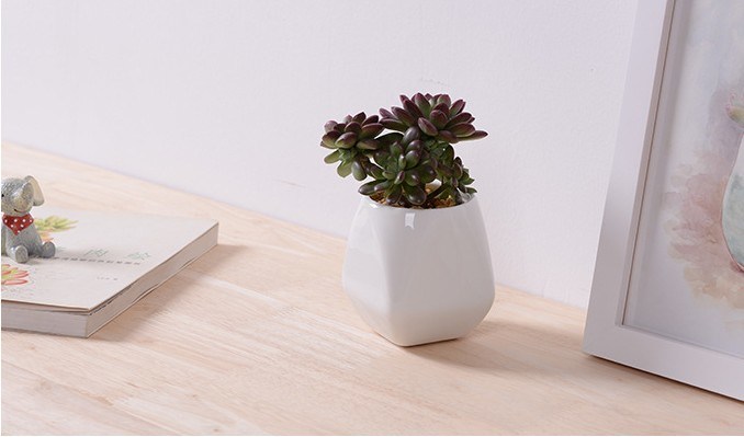 Articles d'ameublement de bureau mini pot de fleur blanc en céramique