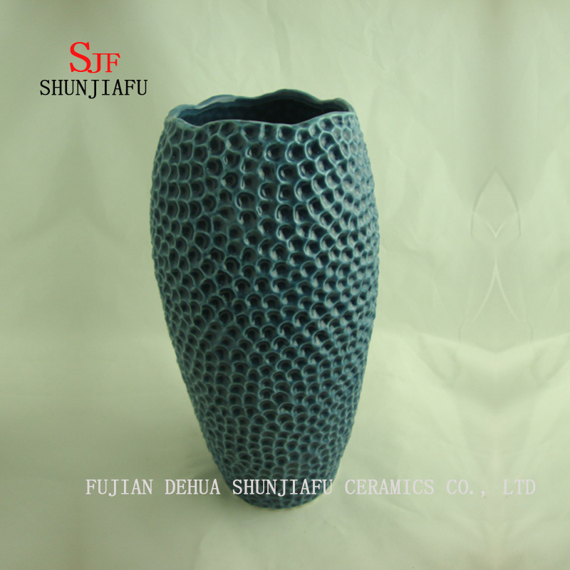 Céramique bleue, vase de sol. Cadeau idéal pour fête, mariage, maison, spa, taille 2 / L