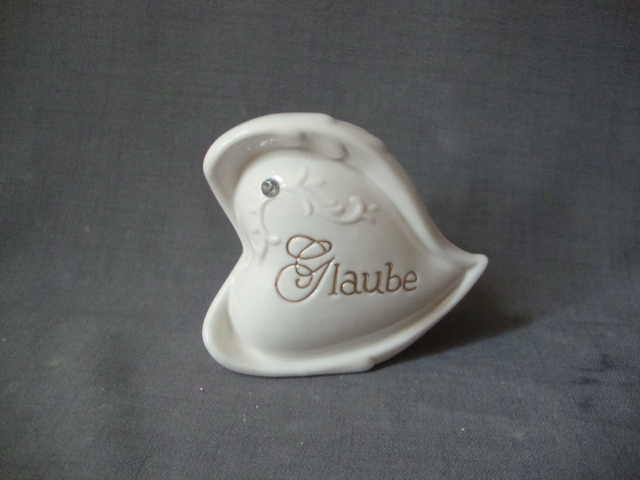 Décorations pour la maison en porcelaine en forme de coeur avec cristal artificiel, blanc