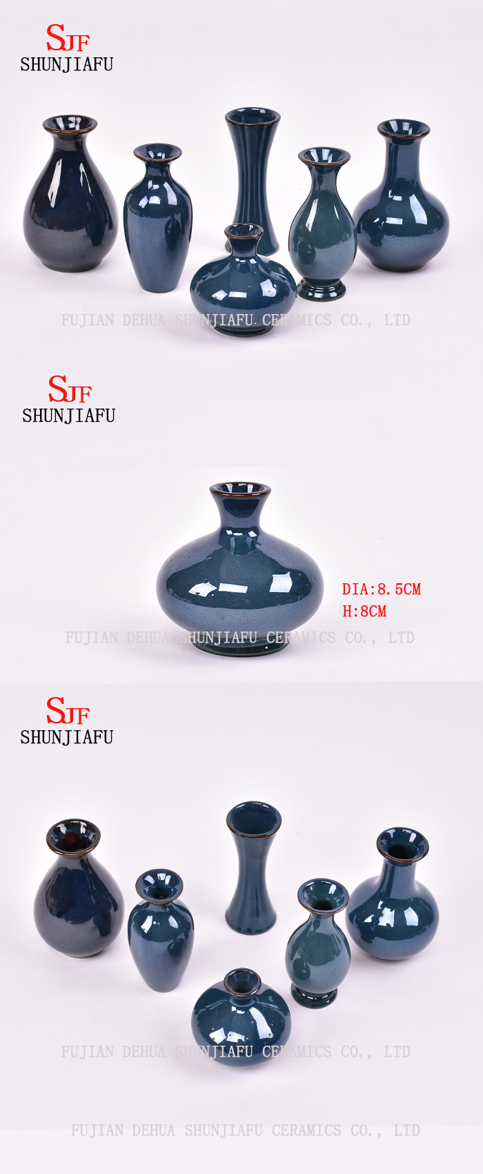 Mini bouteille de fleuret Vases texturés en céramique Vases en grès Bouteille de fleur en saphir