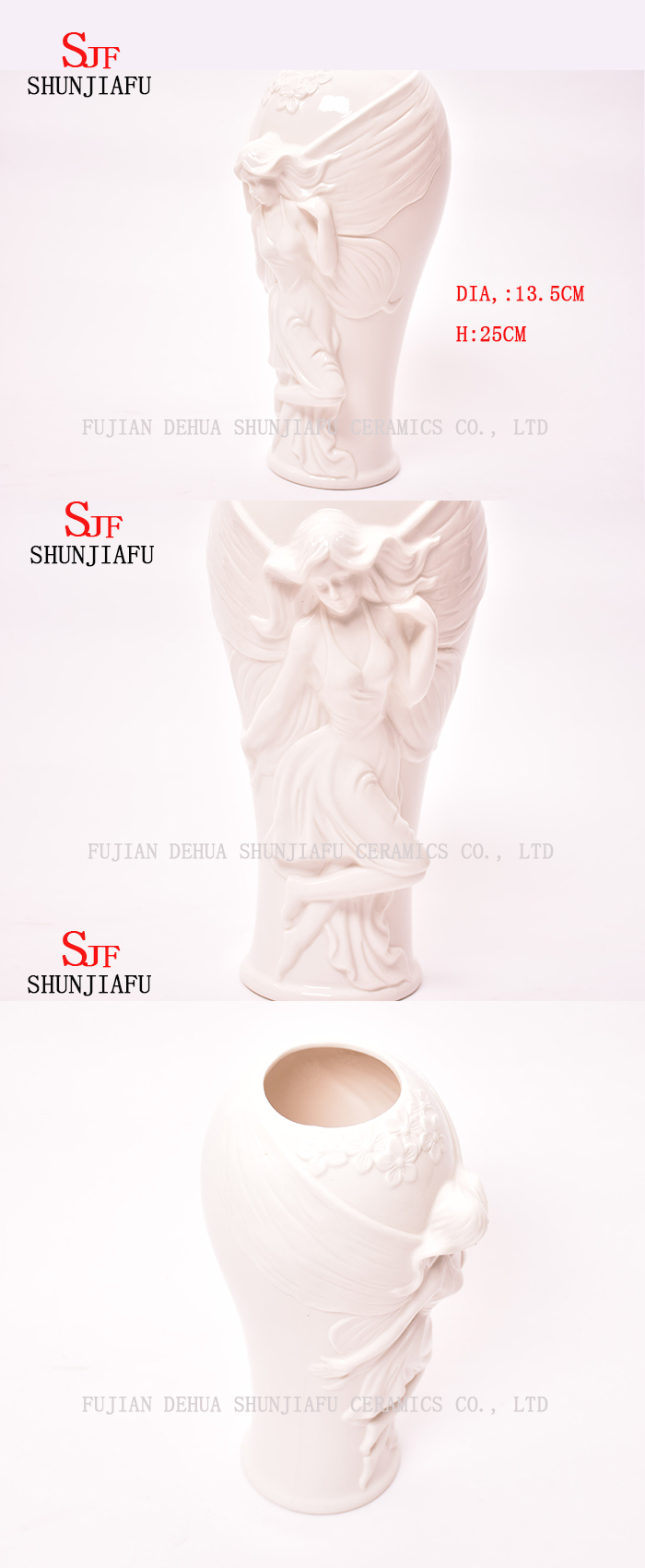 Vente à chaud de toutes sortes de conception de vase en céramique moderne en relief Vase Bienvenue Commandes OEM