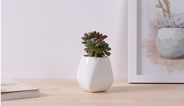 Articles d'ameublement de bureau mini pot de fleur blanc en céramique