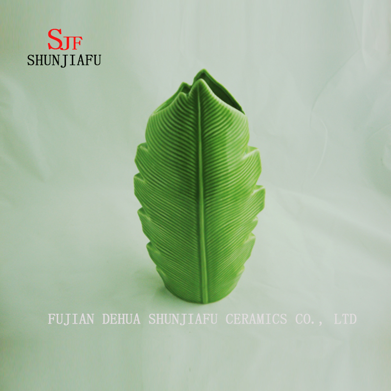 Vase en céramique feuille de bananier vert 3 tailles