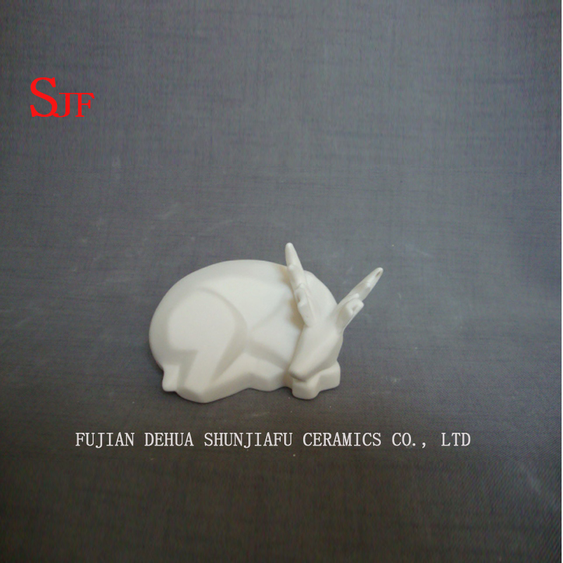 Décoration en céramique blanche animaux Figurine petits cerfs Milu sculptures en porcelaine rennes artisanat noël