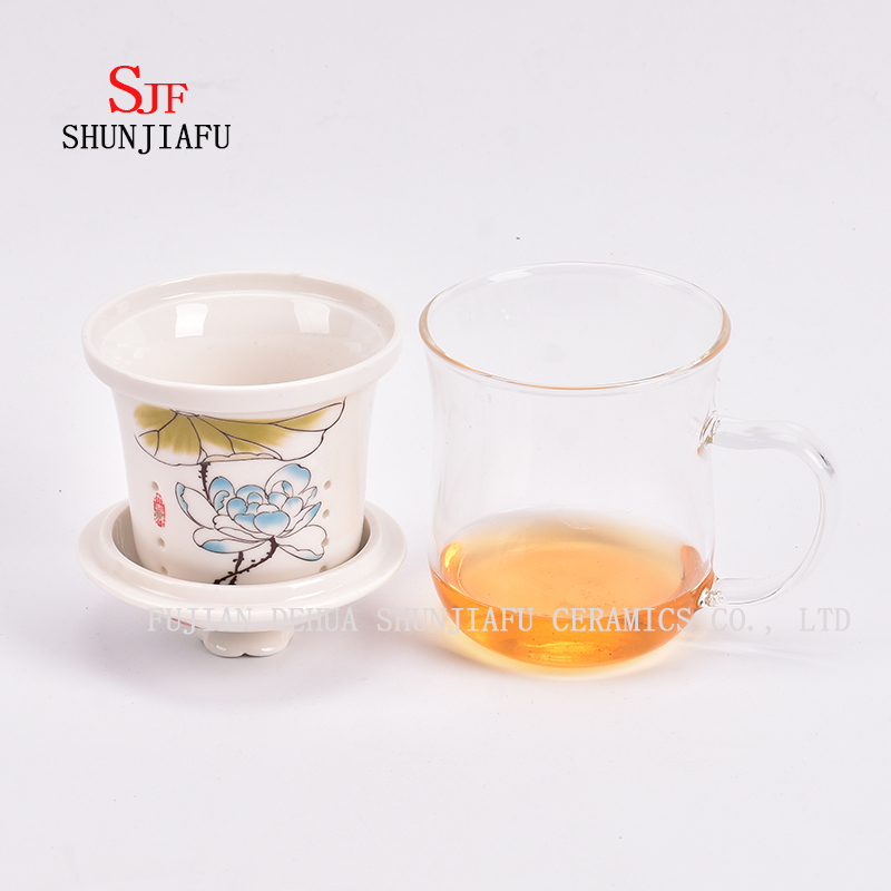 Plus de style et de couleurs Tasse de thé de fleur de ménage de bureau en céramique, 400 ml