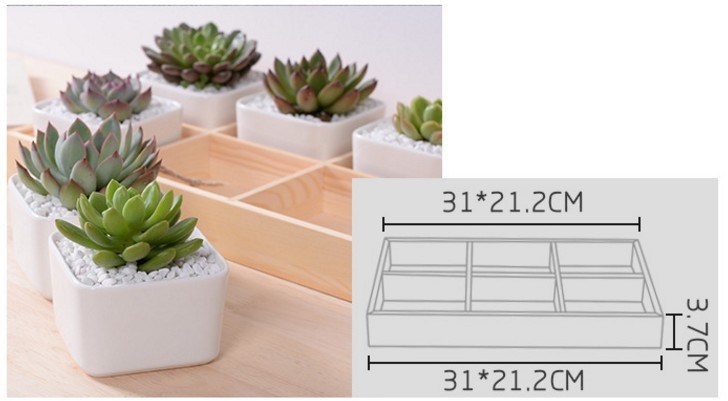 Desktop Cafe 6 Treillis de pot de fleur en céramique à base en bois
