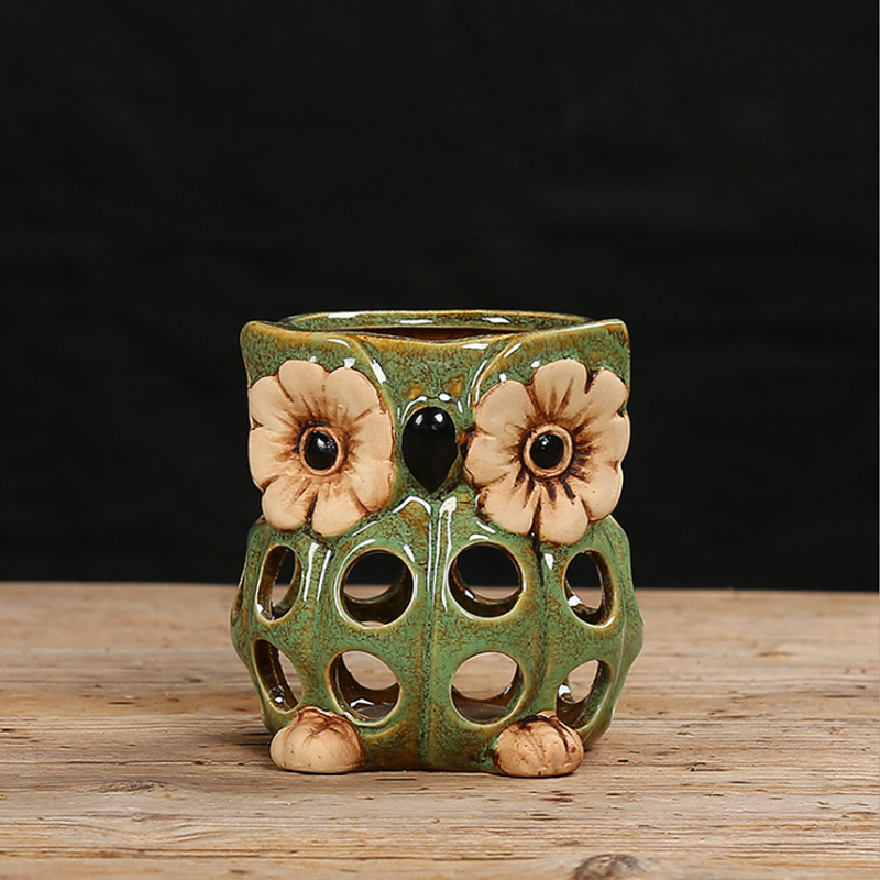 Ceramic owl candle holder Bougeoir / bougeoirs creux en céramique hibou
