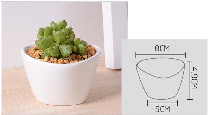 Mini pot blanc triangulaire en céramique de bureau créatif