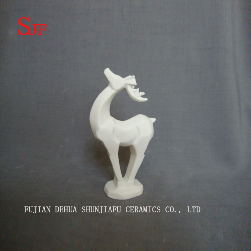 Décoration en céramique blanche animaux Figurine petits cerfs Milu sculptures en porcelaine rennes artisanat noël