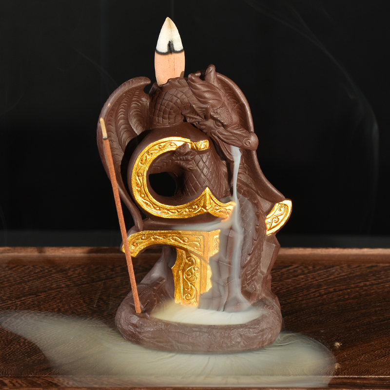Ceramic dragon Wearing a sword Backflow Incense burner shunjiafu