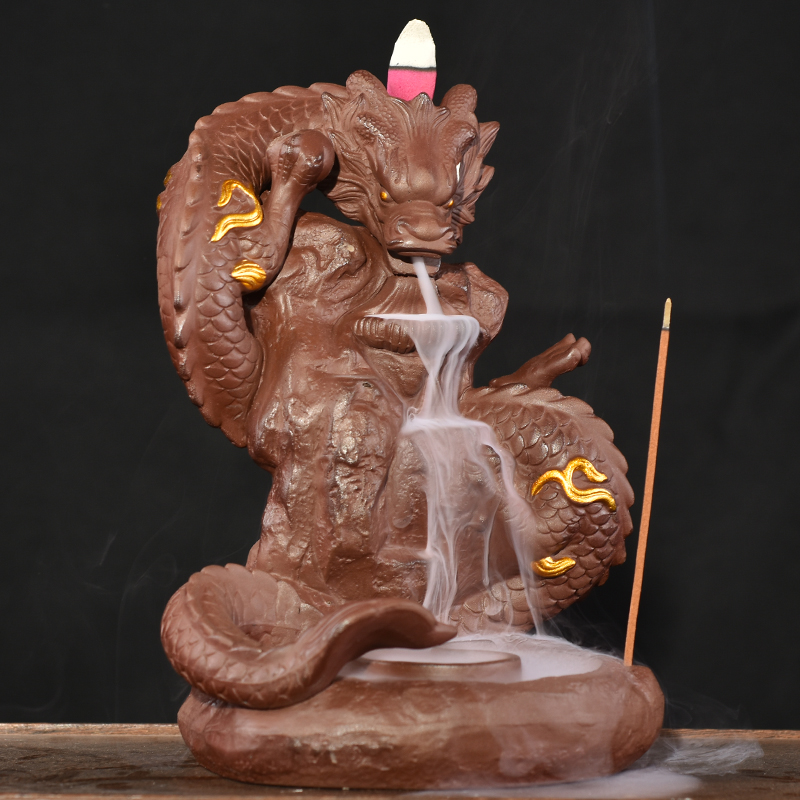 Domineering Spit cloud Ceramic dragon  Backflow Incense burner shunjiafu