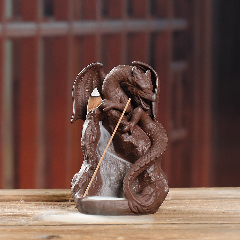 Ceramic dragon Wearing a sword Backflow Incense burner shunjiafu