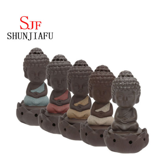 La décoration de la maison artisanale de brûleur d'encens en céramique Little Monk