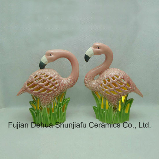 Flamants roses en céramique sans cadre LED