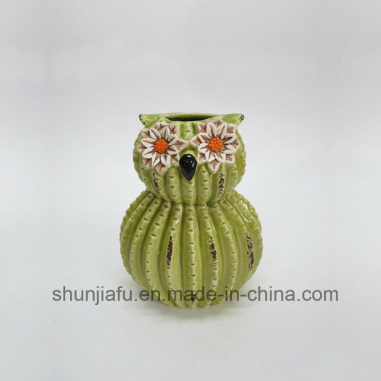 Vase de Type Cactus Vert Décoration Céramique
