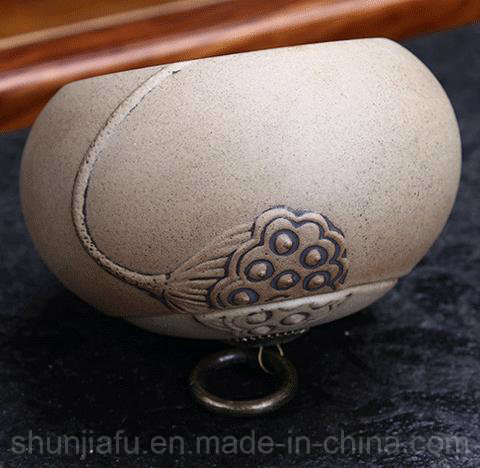 Thy Home Pot à thé en céramique motif feuille de lotus exquis