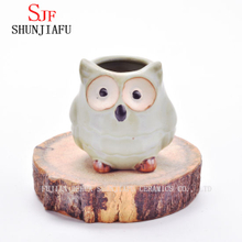 Pot de fleurs animal en porcelaine de jardinière de hibou de dessin animé en céramique / E
