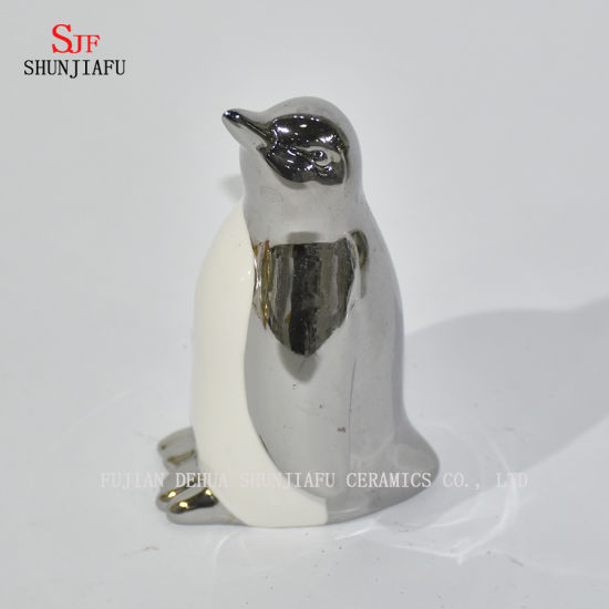 Pingouin mignon pour la famille / bureau / café / décoration de festival / galvanoplastie en céramique / a