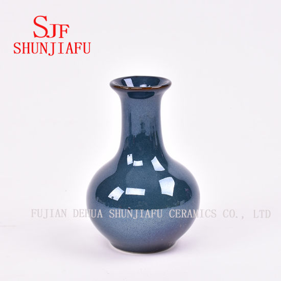 Mini bouteille de fleuret Vases texturés en céramique Vases en grès Bouteille de fleur en saphir