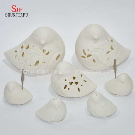 Lanterne de tempête de lumière de thé de conception en céramique de forme d'oiseau mignon - bougeoir / cadeau de Noël