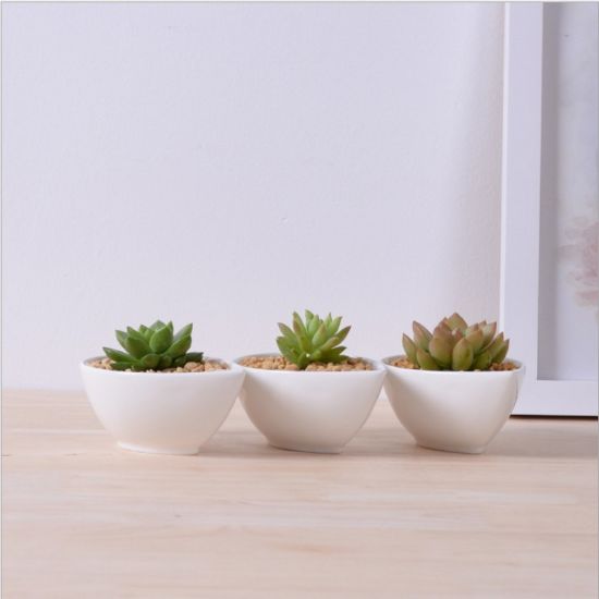 Articles d'ameublement de bureau mini pot de fleur blanc en céramique