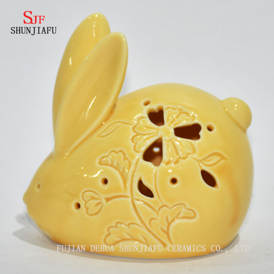 Little Yellow Rabbit Christmas Gifts & Decor Ensemble de bougeoirs en céramique