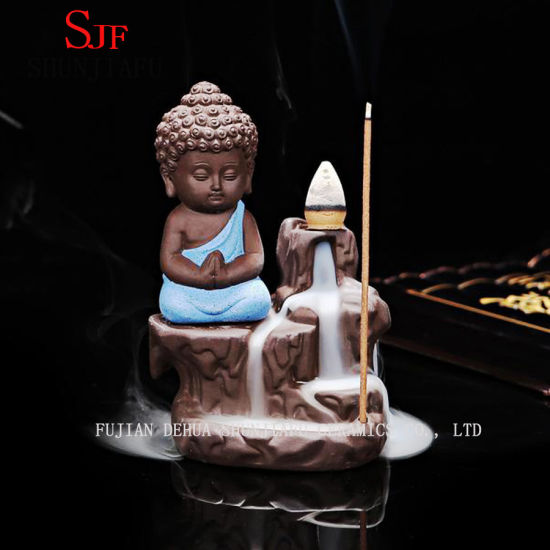 Little Buddha Backflow Encens Brûleur Céramique Décoration de la maison
