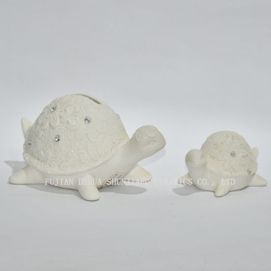Petite tortue / conque avec avion de tirelire en céramique en cristal artificiel pour cadeau d'enfants