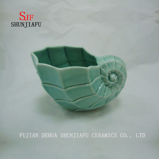 Vase en céramique de table en forme de conque multifonction pour fleur