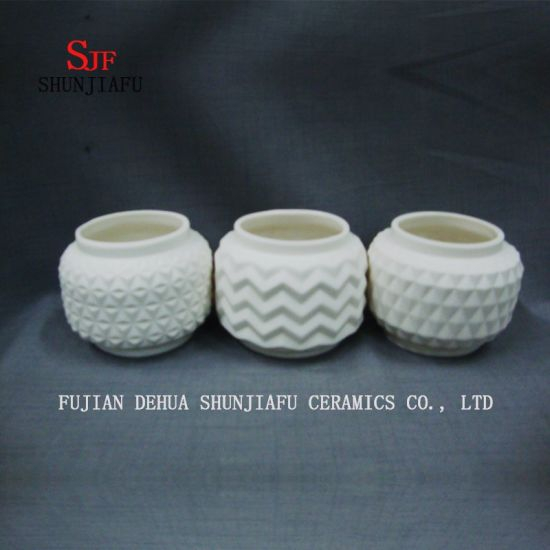 3 styles / vase géométrique fait main, pot de fleurs en céramique blanche / S