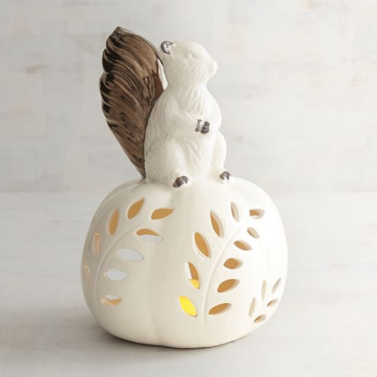Petit support en céramique mignon de bougie d'écureuil pour la décoration de maison / bureau
