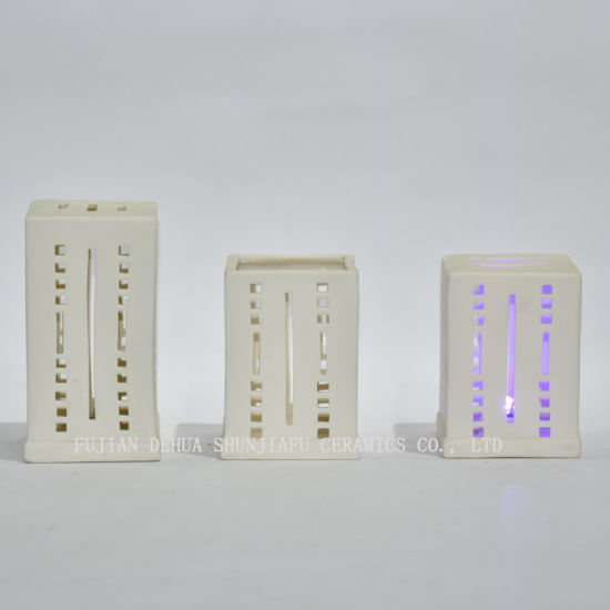 Choix de bougie de forme d'architecture moderne, bougies votives sans flamme multicolores LED avec interrupteur à bouton / céramique