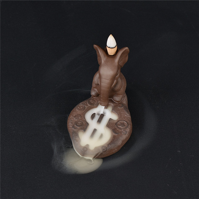 Brûleur d'encens à refoulement d'éléphant, encens à reflux en céramique créative pour la décoration de la maison