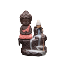 Encens en céramique brûleur d'encens tour de reflux cônes porte-bâtons en céramique porcelaine bouddha moine attrape-cendres - bleu
