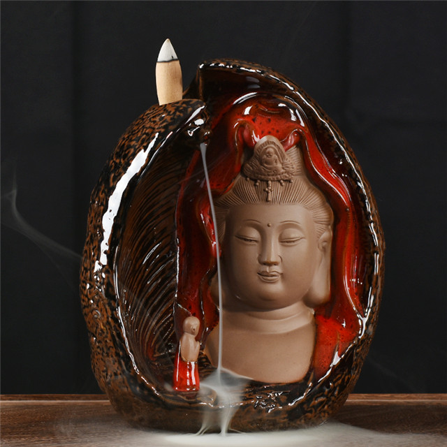  Brûler de retour en céramique Brûler à encens Barreur Back Encens Burner Guanyin Shape Wholesale Coneau Cone de maison