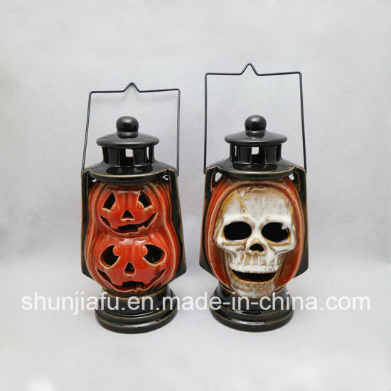 Lanterne de crâne de lumière de décoration d'Halloween, lumière de jardin extérieur