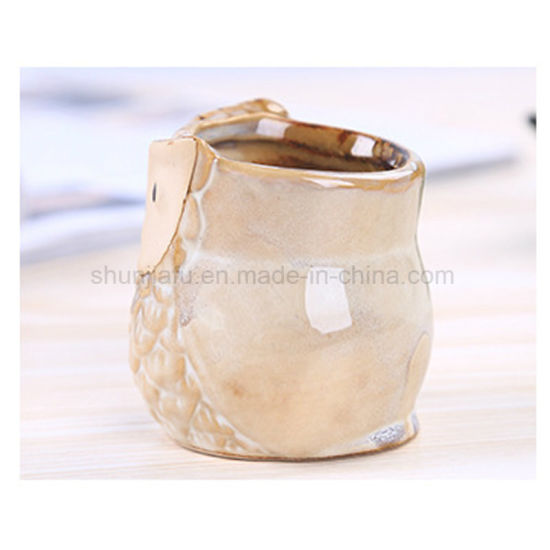 Artisanat artisanal hibou Design petit pot de plantes succulentes en céramique