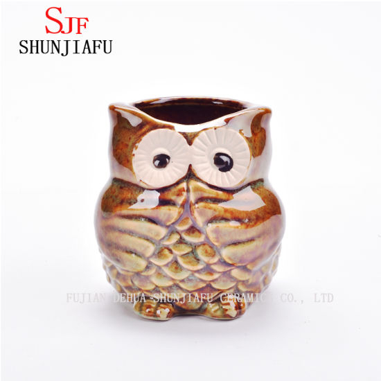 Pot de fleurs en céramique hibou dessin animé